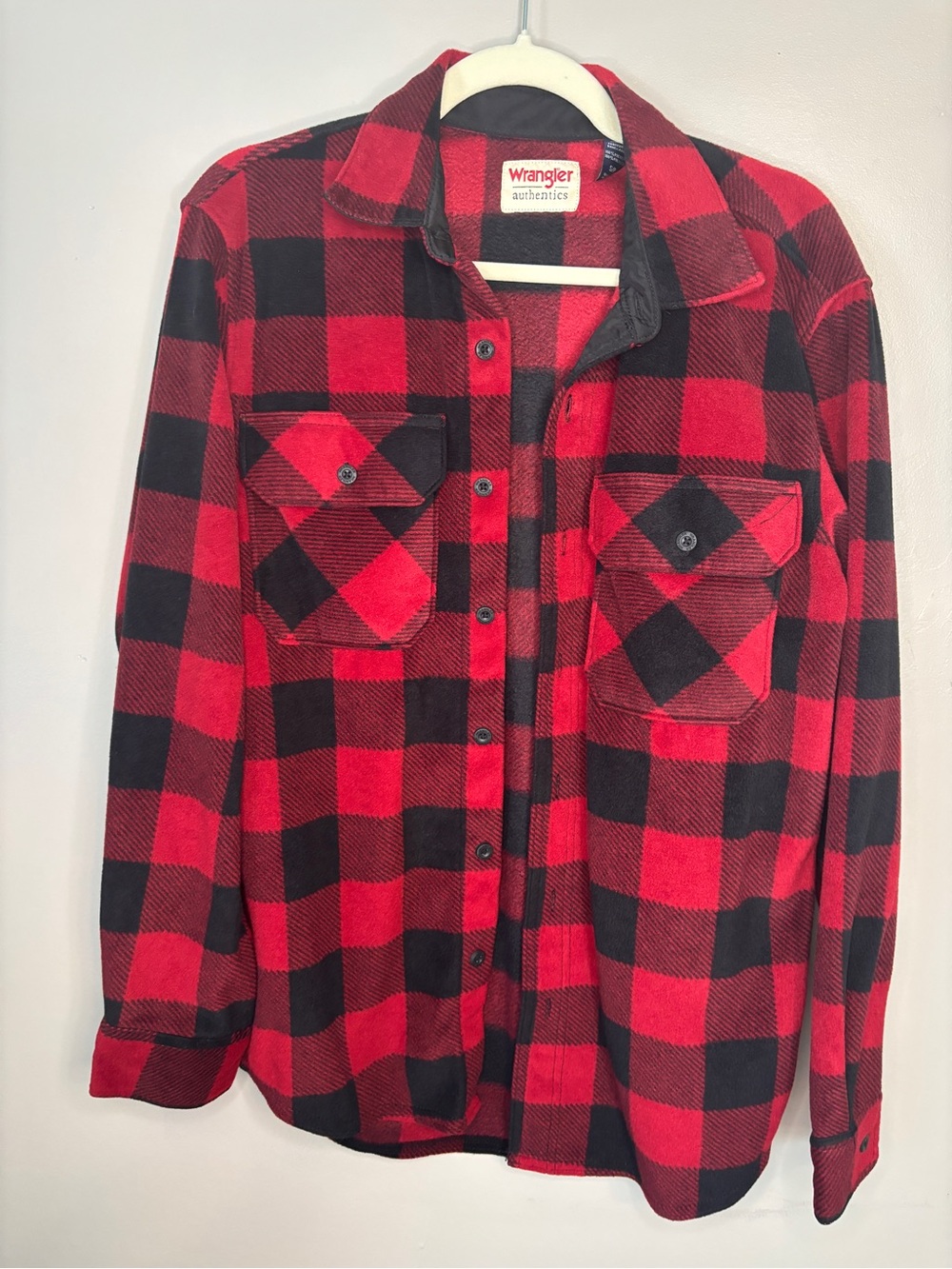 Wrangler Red and Black Buffalo Plaid Button-Up Shirt